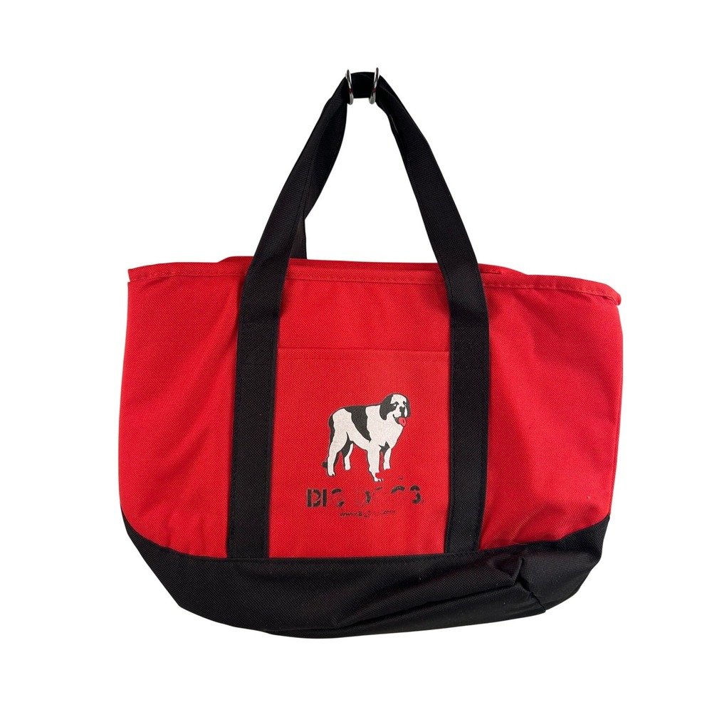 Big Dogs Insulated Cooler Tote Bag Medium Red Black Graphic Logo Womens